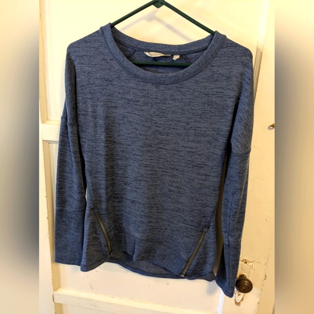 Athleta Heathered Blue Pullover, size XXS
